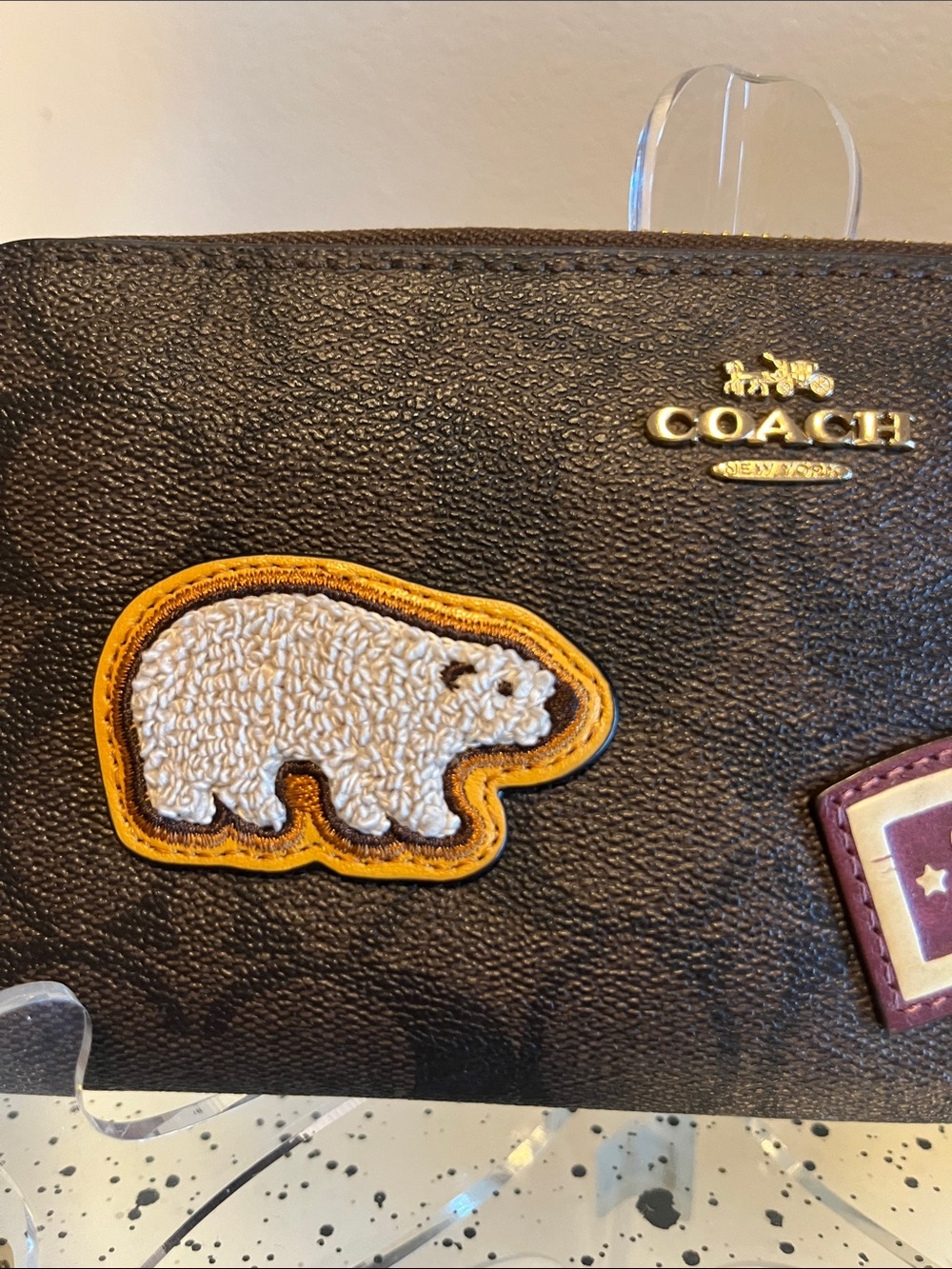 EUC Coach Signature Canvas Zip Around Wallet with Patch Appliqués - Picture 2 of 7